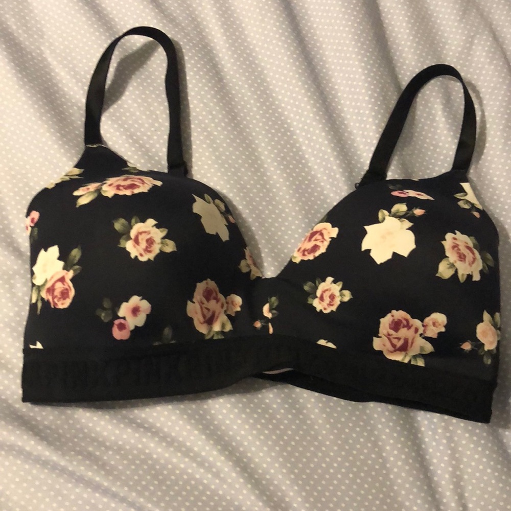 PINK Blk NO wire Bra Good Condition 34D